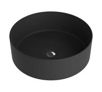 LAVITA Merida Vasque à poser noire ronde sans trop-plein et trou pour robinet Vasque en céramique moderne pour salle de bain 37 x 37 x 12 cm, Noir mat