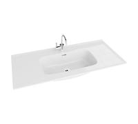 LAVITA Minnesota 1000 Lavabo de meuble avec trop-plein et trou de robinet, en porcelaine de qualité supérieure, 101 x 46,5 x 17 cm, blanc brillant