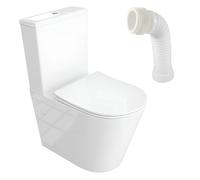 Lavita Neptun White WC à poser compact sans bride| Pack WC compact complet | 3/6l | + connecteur WC