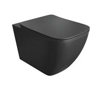 LAVITA Onil Black Abattant de WC suspendu avec système d'abaissement automatique et charnières en métal - Cuvette suspendue sans bord - 355 x 510 x 395 mm - Noir