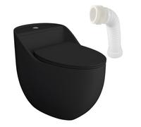 Lavita Silia RIM Black WC à poser compact sans bride| Pack WC compact complet | 3/6l | + connecteur WC