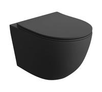LAVITA Sinto Black WC suspendu avec système d'abaissement automatique et charnières en métal - Cuvette suspendue sans bord - 365 x 490 x 395 mm - Noir