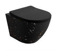 LAVITA Sofi Slim Fire Abattant de WC suspendu avec système d'abaissement automatique et charnières en métal Noir 365 x 490 x 395 mm