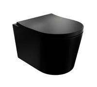 LAVITA Versoni Black WC suspendu avec système d'abaissement automatique et charnières en métal - Système de chasse d'eau suspendu Tornado 2.0 - Noir