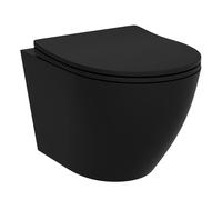 LAVITA Wand-WC Brava Black Hangend toilet WC-bril Toiletdeksel met softclose & metalen scharnieren Toiletten Randloos Hangend toilet 360x480x375 mm Zwart