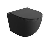 LAVITA WC mural Sinto Black avec système d'abaissement automatique et charnières en métal - Système de chasse d'eau suspendu sans bord Tornado 3.0 - Noir