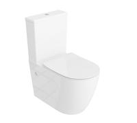 LAVITA WC Sur Pied Monobloc Avec Réservoir de Chasse Intégré Runson White | Kit Complet | Couvercle Avec Système d'Abaissement Automatique | Céramique Sans Bord | Cuvette | Système