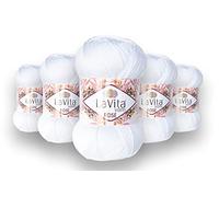 LaVita Yarn Rose Lot de 5 pelotes de fils à tricoter à la main 100% acrylique - Effet soyeux - Pour crochet et dentelle - 1 pelote de 100 g - 350 m (1002)