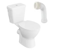 LAVITA Zeta RIM White WC monobloc avec réservoir de chasse intégré | Couvercle de WC avec système d'abaissement automatique | WC en céramique sans bord | Cuvette WC debout + raccord WC
