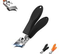 Lavito Nail Clipper, Caurat Slanted Nail Clippers, Wide Jaw Opening Anti-Splash Slanted Nail Clipper, Portable Ultra Sharp Nail Clippers, for Thick Toenails and Fingernails(Black)