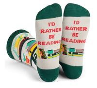 Lavley Chaussettes de lecture et de livre - Cadeau amusant pour les amateurs de livres - Chaussettes confortables pour homme et femme - Idéales pour les anniversaires ou Noël, I'd Rather Be Reading