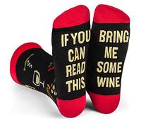 Lavley Chaussettes fantaisie « If You Can Read This, Bring Me... » - Cadeau amusant pour homme et femme - Pour adultes et adolescents, Vin, taille unique