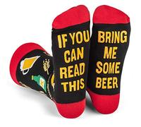 Lavley If You Can Read This Bring Me Beer Socks - Comical Pair for Adults, US Size 6-12 - Perfect for Beer Fans and Brewers