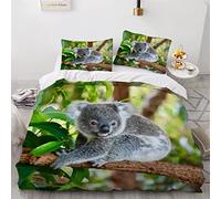 Lavnox Housse de Couette 220x240 Adulte Koala Parure de lit 2 Personnes en Microfibre 3D Imprimé Animaux Mignons Ensemble de literie 3 pièces avec Fermeture Éclair et 2 Taies d'oreillers