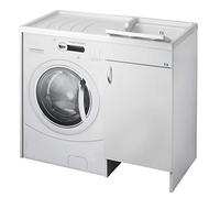 Lavoir lingère Negrari Eco monté baignoire Housse Machine à Laver droite DX SX Gauche Protection Blanc Meuble lavabo évier Porte guichet battant axe plastique intérieur L109 P60 109x60 H92 cm blanc