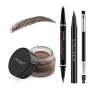 LAVONE Natu Lot de crayons à sourcils avec stylo microblading étanche 2 en 1, pommade à sourcils, eyeliner et pinceau à sourcils à double pointe