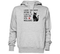Lavoro Duramente Affinché Il Mio Gatto Abbia Gris Sweat À Capuche Sweat-Shirt Jersey Unisexe Homme Femme Grey Unisex Hoodie