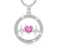 LAVUMO Collier Femme Argent 925 Bijoux Femme Hypoallergénique Battement de Coeur Pendentif Femme Anniversaire Noel Saint Valentin Cadeau pour Femme Petite Amie Maman Réglable Collier