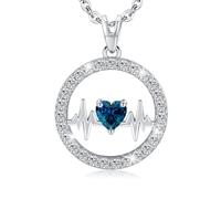 LAVUMO Collier Femme Argent 925 Bijoux Femme Hypoallergénique Battement de Coeur Pendentif Femme Anniversaire Noel Saint Valentin Cadeau pour Femme Petite Amie Maman Réglable Collier