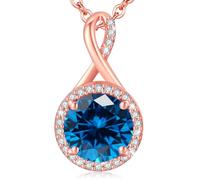 LAVUMO Collier Femme Argent Or Rose Halo Pendentif Argent Sterling Bijoux Cadeau pour Femme,Maman,copine à Noel, Anniversaire Saint Valentin avec Coffret Cadeau