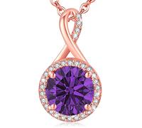 LAVUMO Collier Femme Argent Or Rose Halo Pendentif Argent Sterling Bijoux Cadeau pour Femme,Maman,copine à Noel, Anniversaire Saint Valentin avec Coffret Cadeau