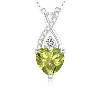 LAVUMO Infinite Chaîne en forme de cœur pour femme en argent sterling 925 avec pendentif pierre de naissance, /, Argent sterling, Zircone cubique (Plata-08-Agosto)