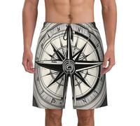 Law of The Compass Navigation 1 Print Athletic Mens Maillots de bain confortables Short de plage Piscine Surf Summer Sports Adventure, Noir , M