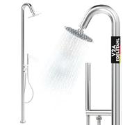 LAWA Living and Lifestyle Douche de Jardin d'extérieur en Acier Inoxydable V2A/304 2 Ports Eau Chaude Eau Froide avec douchette 20 cm en Acier Inoxydable Douche de Pluie Douche Piscine Douche hammam