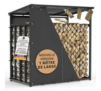 LAWA Living and Lifestyle Étagère à bois de cheminée extérieure en métal avec toit 185 x 105 x 185 cm 50 kg 3,5 t Galvanisé Aide à l'empilage du bois de chauffage 1 m Anthracite RAL7016
