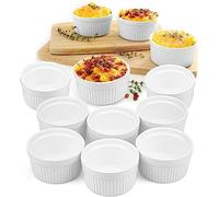 Lawei Lot de 12 Ramequins en Porcelaine Petit Terrines Moule à Pâtisserie Soufflé Crème Brulée Muffin pour le four bol à dessert - 9 cm, 180ml