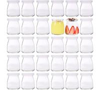 Lawei Lot de 30 bocaux à yaourt avec couvercle - 200 ml - En verre tulipe - Bocaux à dessert - Avec couvercle - Pour pudding, lait, yaourt, apéritif