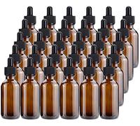 Lawei Lot de 30 Flacon Compte-gouttes en Verre Marron Bouteilles en Verre Vide Ambré Vide pour huiles Essentiels et huiles de Massages - 60 ml