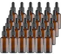 Lawei Lot de 30 flacons en verre ambré de 20 ml avec pipettes compte-gouttes en verre ambré rechargeables pour huiles essentielles, parfums, chimie et laboratoire