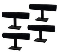 Lawei Lot de 4 Présentoir Porte-bijoux Rangement bijoux T-Bar en Velours Support de Bracelet pour colliers bracelets montres, Noir