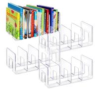 Lawei Lot de 4 trieurs de fichiers en acrylique transparent à 4 sections pour livres, enveloppes, courrier, documents, cahiers, classeurs, sacs à main, séparateur d'embrayage