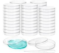 Lawei - Lot de 50 boîtes de pétri en plastique - 90 x 15 mm - Stériles - Avec couvercle - Avec compte-gouttes - Pour écoles et laboratoires - Levure bactérienne
