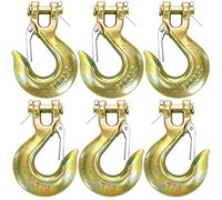 Lawei Lot de 6 crochets coulissants à chape de 1,9 cm avec loquet de sécurité, crochets de chaîne en acier forgé G70, crochet de remorquage solide pour transport de treuil de camion, remorque