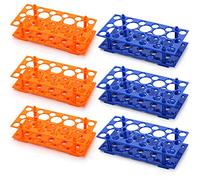 Lawei Lot de 6 supports de tubes à essai en plastique pour centrifugeuse de laboratoire, support amovible en plastique, support de rangement pour tubes à essai de 10 ml/15 ml/50 ml, bleu et orange
