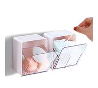 Lawen Creative Lot de 2 cotons-tiges en ABS avec rabat transparent, distributeur de coton, boîte de rangement anti-poussière pour cosmétiques, rangement de salle de bain