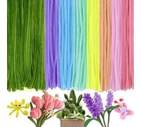 Lawen Creative Lot de 300 cure-pipes fleurs 8 couleurs, 200 pièces 7 couleurs macarons, 100 cure-pipes verts pour bricoler