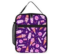 Lawenp Aquarelle Rose Ice Cream Lunch Box Sac à Lunch Réutilisable pour Hommes Femmes Travail Isolé Petit Bonbons Lunchbox pour Unisexe Adulte Travail Pique-Nique