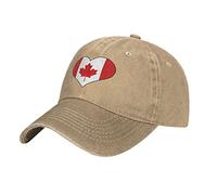 Lawenp Berretto da Baseball Vintage a Forma di Cuore Con Bandiera canadese, Design a Basso profilo per cappelli da Baseball regolabili Unisex
