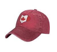 Lawenp Berretto da Baseball Vintage a Forma di Cuore Con Bandiera canadese, Design a Basso profilo per cappelli da Baseball regolabili Unisex