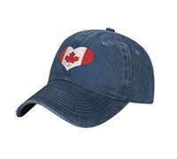 Lawenp Berretto da Baseball Vintage a Forma di Cuore Con Bandiera canadese, Design a Basso profilo per cappelli da Baseball regolabili Unisex