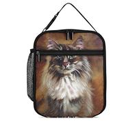 Lawenp Boîte à déjeuner isotherme marron Maine Coon chat petit sac à déjeuner thermique réutilisable travail déjeuner refroidisseur pour hommes femmes bureau