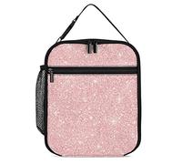 Lawenp Boîte à lunch isolée Rose Gold Glitter Texture Sac à lunch portable Réutilisable Petite glacière Boîte à lunch pour hommes Femmes Pique-nique Voyage