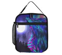 Lawenp Boîte à lunch isotherme Galaxy Howling Wolf Lunch Cooler Bag Aurora Borealis Reusable Thermique Repas Container Fourre-tout pour le travail Voyage Pique-nique