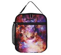 Lawenp Boîte à lunch isotherme Galaxy Wolf petit sac à lunch violet rouge thermique réutilisable travail déjeuner refroidisseur pour hommes femmes bureau