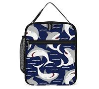 Lawenp Boîte à lunch isotherme requin en colère petit sac à lunch pour adultes Sea Life thermique réutilisable travail déjeuner refroidisseur pour hommes femmes bureau