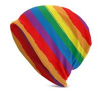 Lawenp Bonnet d'hiver à Rayures Arc-en-Ciel pour Hommes et Femmes Bonnets de crâne Chauds et Doux pour Le Temps Froid